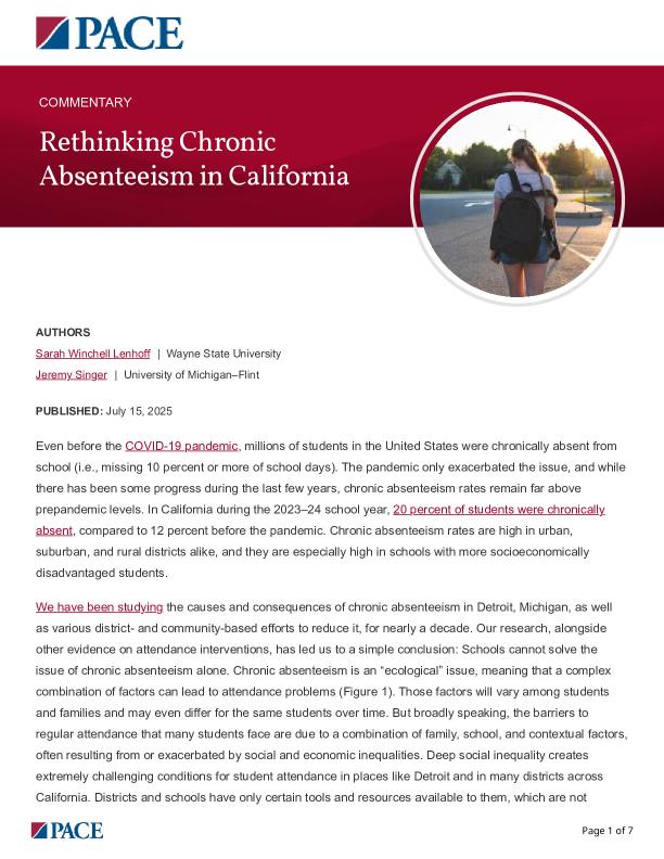 Rethinking Chronic Absenteeism in California PDF