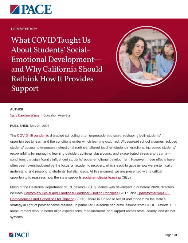 What COVID Taught Us About Students’ Social-Emotional Development—and Why California Should Rethink How It Provides Support PDF